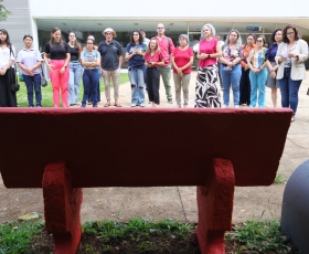Inauguração dos Banco Vermelho da FUP, espaço de reflexão contra o feminicídio, nas celebrações do Dia Internacional da Mulher (8m-2026). 09 de março de 2026. Foto: Beto Monteiro Ascom GRE