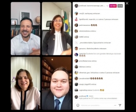 Live sobre orçamentos das Universidades públicas. Na sequência: deputado Professor Israel; reitora do Instituto Federal de Brasília - IFB, Luciana Massukado; reitora da UnB, Márcia Abrahão ; e o advogado responsável pela ação junto ao STF. Reprodução